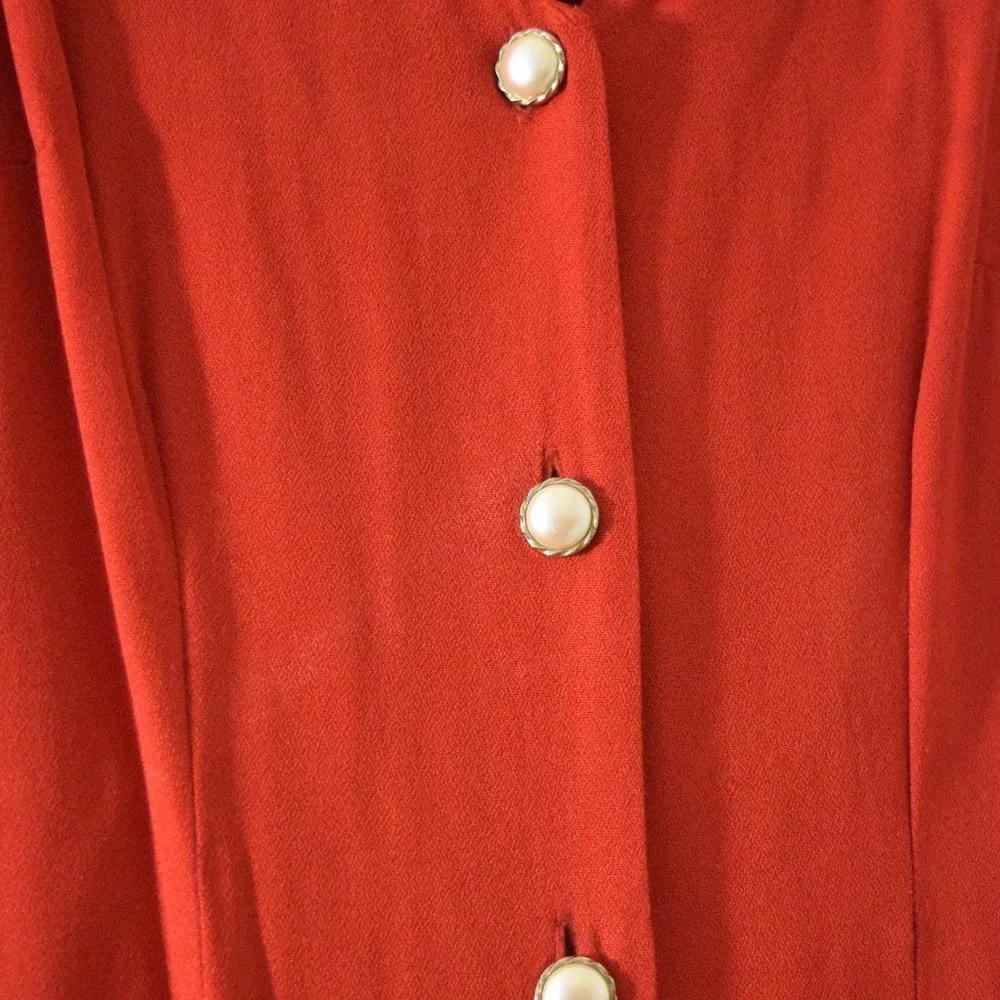 MARNIE WEST Vintage Red Pearl Button Up Maxi Dress | Size 6 - Picture 3 of 5